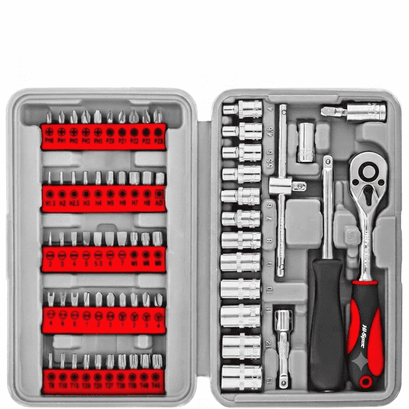Hi-Spec 69-Piece 1/4-inch Metric Socket & Driver Bit Set with Case