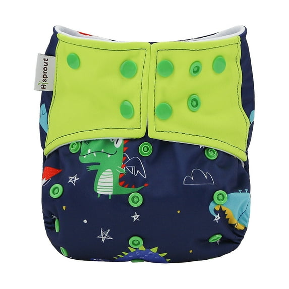 Hi Sprout One Size Adjustable Washable Reusable Pocket Cloth Diapers for Baby Girls and Boys,Dinosaur