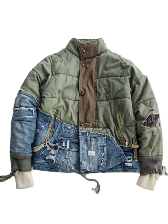 Hi-Street Patchwork Army Denim Jacket