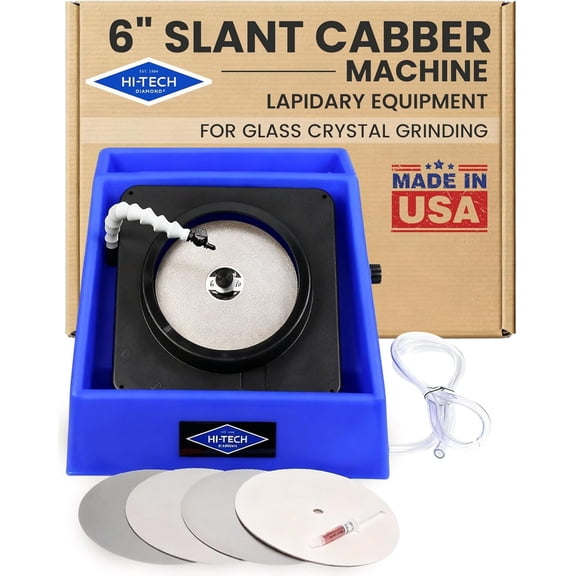 Hi-Tech Diamond 6" Slant Cabber | Glass Crystal Grinding Polishing Lap Machine | Includes Accessory Kit