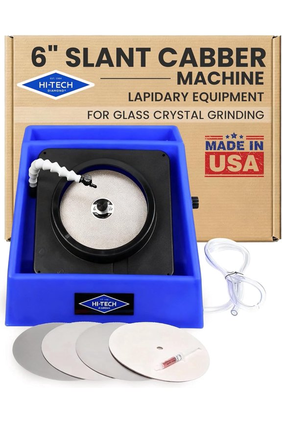 6" Slant Cabber | Glass Crystal Grinding Polishing Lap Machine | Includes Accessory Kit
