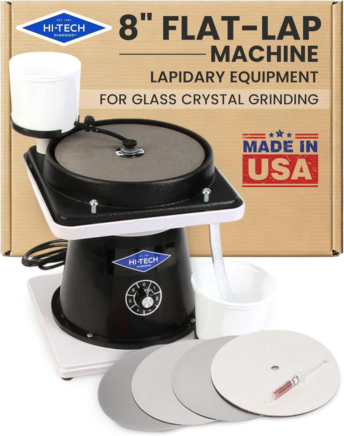 Hi-Tech Diamond 8" All-U-Need | Glass Crystal Grinding Polishing Lap Machine | Includes Accessory Kit