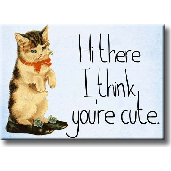 Hi There I Think You're Cute, Kitten Picture on Stretched Canvas, Wall Art Décor, Ready to Hang