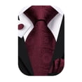 thumbnail image 1 of Hi-Tie Burgundy Tie Sets for Men Dark Red Floral Silk Necktie Pocket Square Cuff-links Sets Wedding Business Holiday, 1 of 6