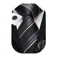 thumbnail image 1 of Hi-Tie Mens Silk Tie Pocket Square Set Black Pink Stripe Necktie Cufflink Set for Wedding Business, 1 of 6