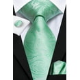 thumbnail image 1 of Hi-Tie Mint Green Paisley Silk Necktie and Pocket Square Cufflinks Set, 1 of 5