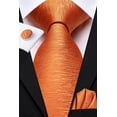 thumbnail image 1 of Hi-Tie Solid Orange Ties for Men Wedding Business Silk Necktie with Pocket Square and Cufflinks Set, 1 of 3