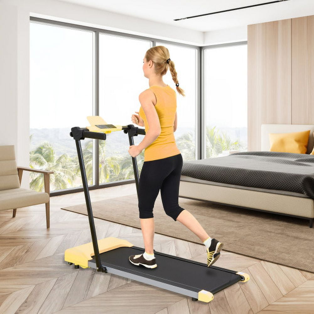 Hi-Treadmill,1-YEAR-WARRANTY,300 LBS,2 in 1,Foldable,with LED Display,Walking & Running Treadmills for Home(Yellow)