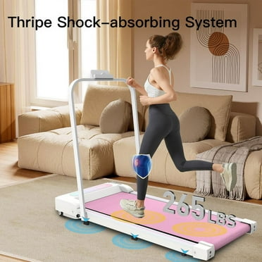 Hi-Treadmill,2 In 1 Portable Treadmill,Under Desk Treadmill,Walking Pad,Walking Jogging Machine with Handle,Remote Control,LED Display for Home,Office,Gym(Pink)
