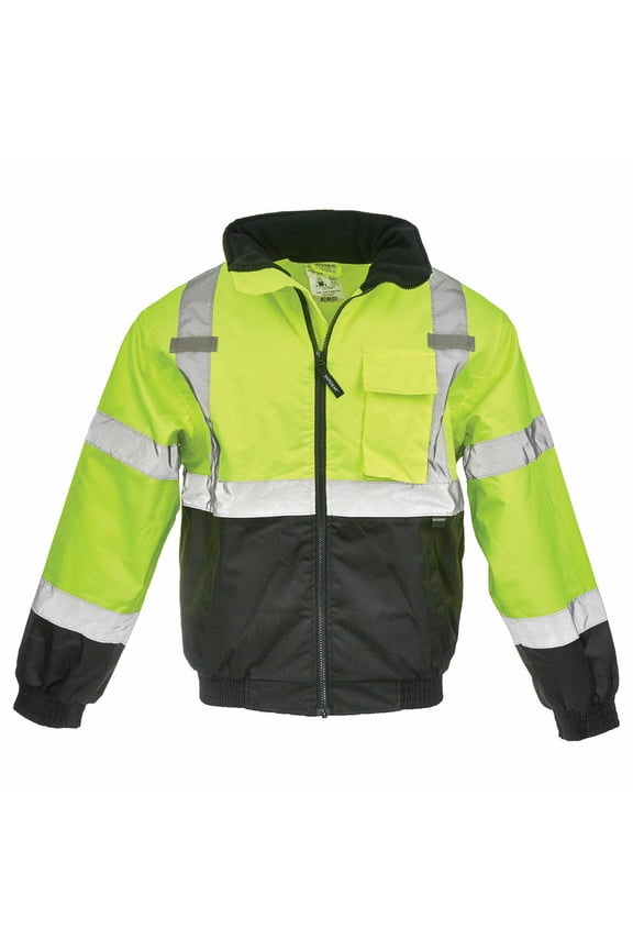 Hi-Vis Bomber Jacket, Type R Class 3, Full-Zip, Lime, 2X-Large, SAFEGEAR