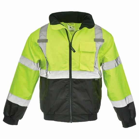Hi-Vis Bomber Jacket, Type R Class 3, Full-Zip, Lime, X-Large, SAFEGEAR