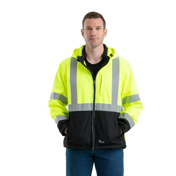Men's Hi-Vis Class 3 Hooded Softshell Jacket - YELLOW - M