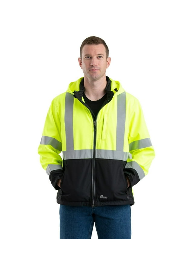 Men's Hi-Vis Class 3 Hooded Softshell Jacket - YELLOW - M