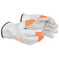 thumbnail image 1 of Hi Vis Cowhide Leather Gloves, Watch Your Hands, 3 Pairs, Large, SAFEGEAR, 1 of 3