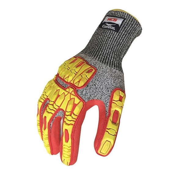 Hi-Vis Cut Resistant Impact Coated Gloves, Cut Level 3 ,Nitrile ,Sandy ,3XL 1 PR 53GM90