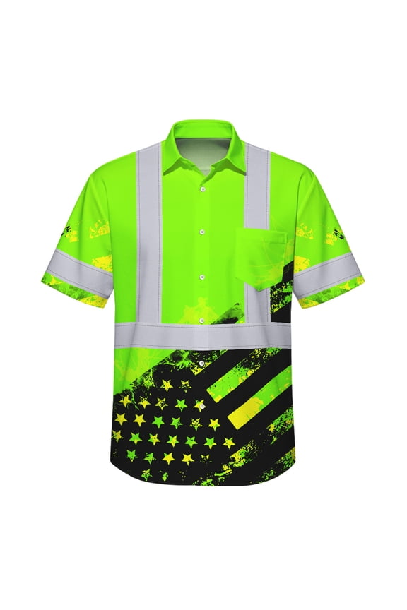 Hi Vis Hawaiian Shirt Reflective Flag Custom Name Safety