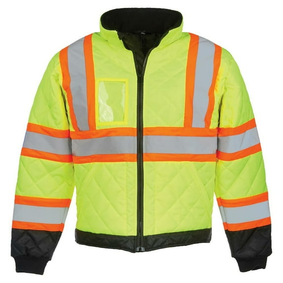 Hi-Vis Lightweight Quilted Safety Jacket, Class 3, Full-Zip Bomber Jacket, Small, SAFEGEAR
