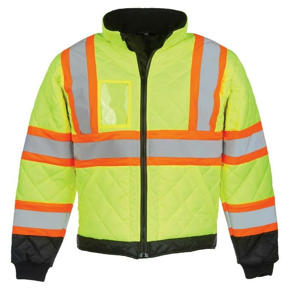 Hi-Vis Lightweight Quilted Safety  Jacket, Class 3, Full-Zip Bomber Jacket, X-Large, SAFEGEAR