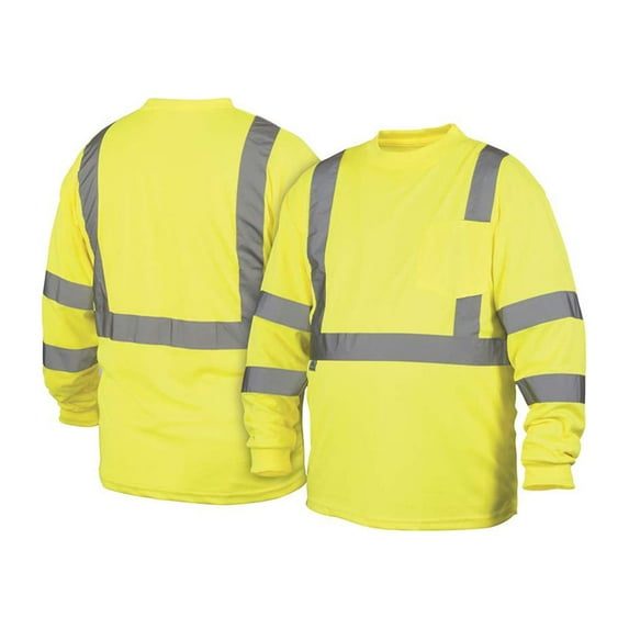 Hi-Vis Lime Long Sleeve T-Shirt No Tape- Size Large