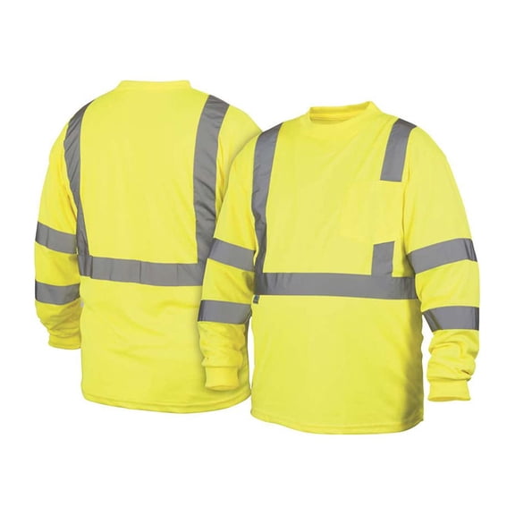 Hi-Vis Lime Long Sleeve T-Shirt No Tape- Size Large