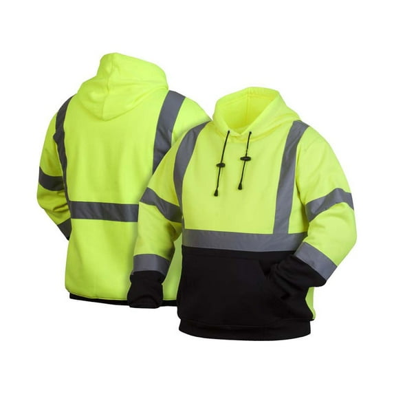 Hi-Vis Lime Pullover Sweatshirt with Black Bottom- Size 3X Large