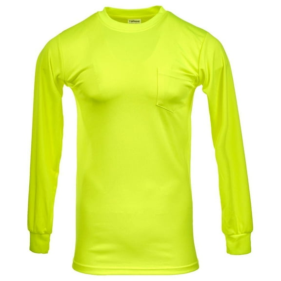 Hi-Vis Long Sleeve T-Shirt, Pocket with Moisture Wicking, 4XL, SAFEGEAR