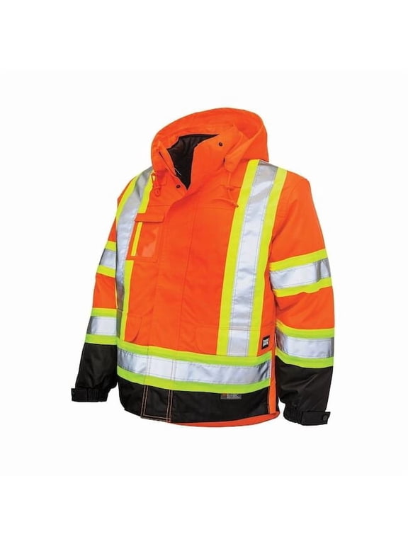 Hi-Vis Parka,5-in-1,Fluorescent Org,L S42611