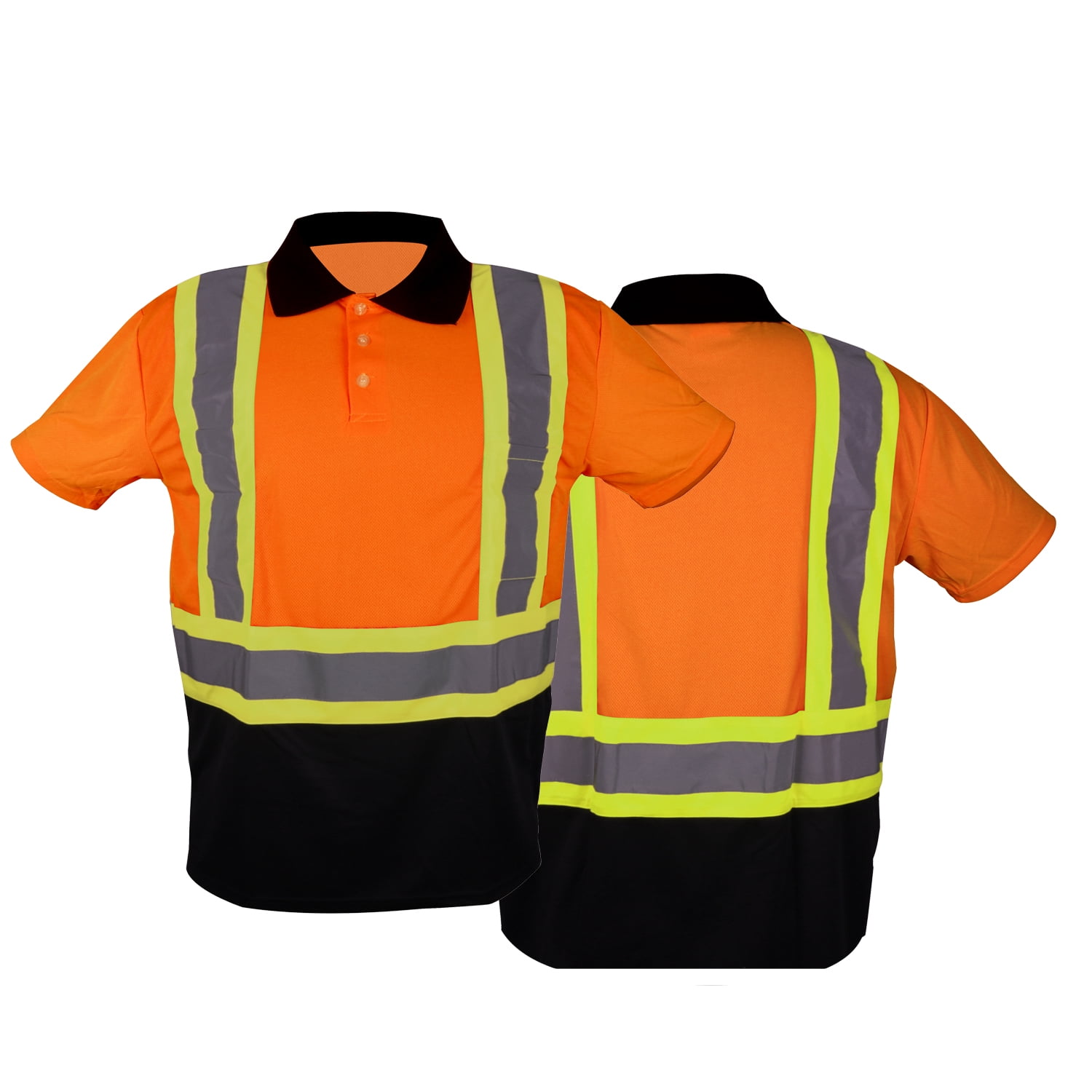 Hi Vis Polo T-Shirt Short Sleeve High Visibility Reflective Tape Safety ...