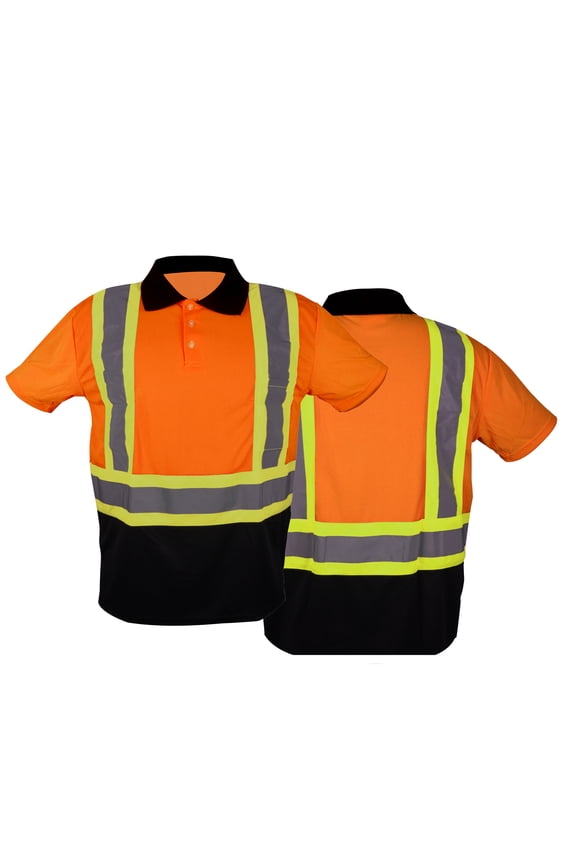 Hi Vis Polo T-Shirt Short Sleeve High Visibility Reflective Tape Safety Class 2 Men