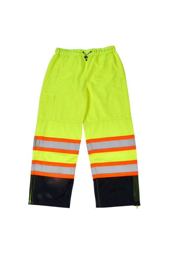 Hi Vis Reflective Pants, Two Tone Mesh Pants, Class E, Lime, 3XL, SAFEGEAR