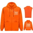 thumbnail image 1 of Hi Vis Safety Hoodie Sweatshirt with Removable Sleeve High Visibility Fleece Hooded Work Jacket, 1 of 10