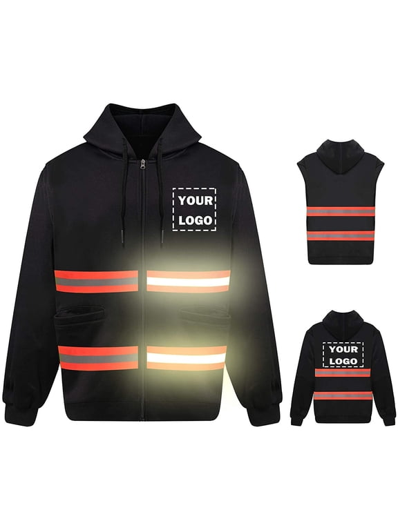 Hi Vis Safety Hoodie Sweatshirt with Removable Sleeve High Visibility Fleece Hooded Work Jacket