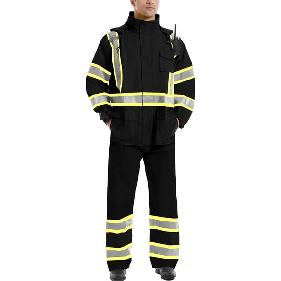 Hi Vis Safety Rain Jacket for Men, Construction Work Gear Heavy Duty Class 3 Coat Waterproof Lightweight
