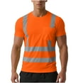 thumbnail image 1 of Hi Vis Safety Shirt Lightweight Moisture-Wicking Short Sleeve Work T-Shirt With Reflective Tape Class 1 Orange Green Tops Orange Xxl, 1 of 8
