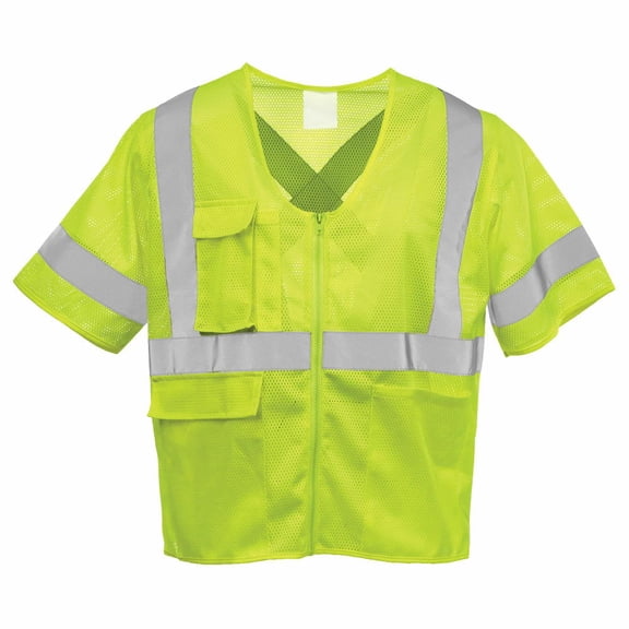 Hi-Vis Safety Vest, Short Sleeve, Type R Class 2, Lime, 4XL/5XL, SAFEGEAR