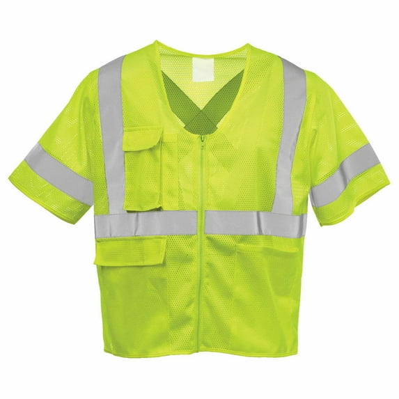 Hi-Vis Safety Vest, Short Sleeve, Type R Class 2, Lime, 4XL/5XL, SAFEGEAR
