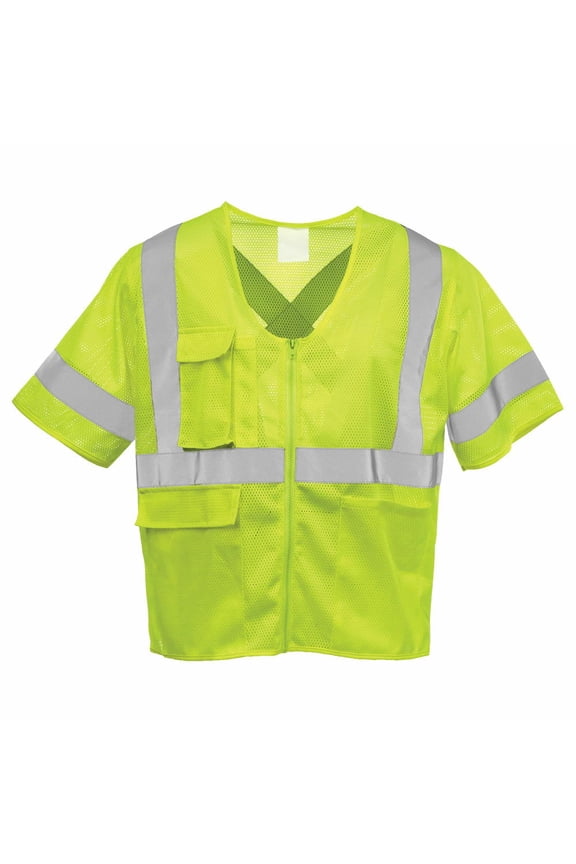 Hi-Vis Safety Vest, Short Sleeve, Type R Class 2, Lime, L/XL, SAFEGEAR