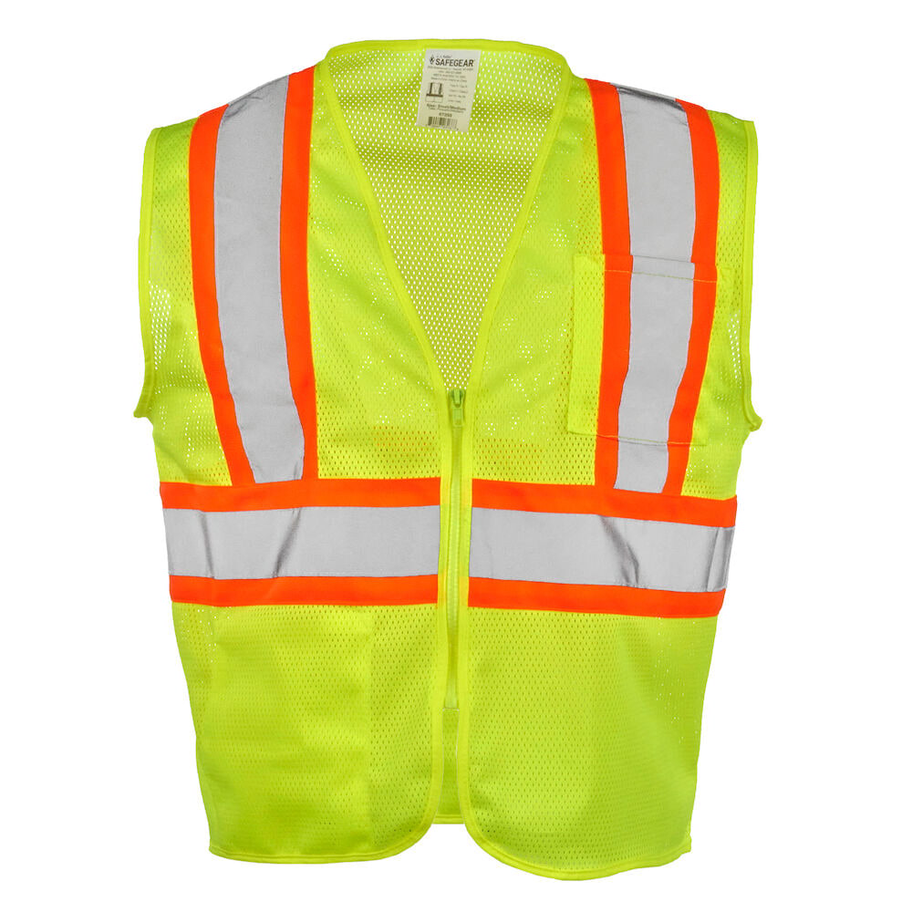 Hi-Vis Safety Vest, Two Toned, Type R Class 2, Lime, SM/MED, SAFEGEAR