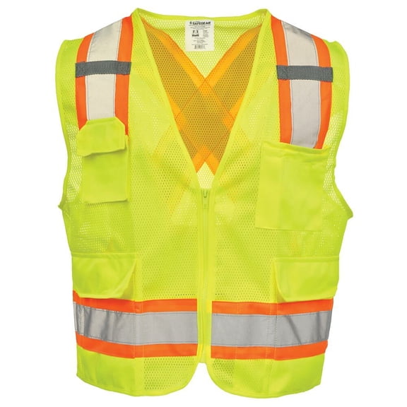 Hi-Vis Safety Vest X-Back, Two Toned Reflective, Class 2, 4XL/5XL, SAFEGEAR