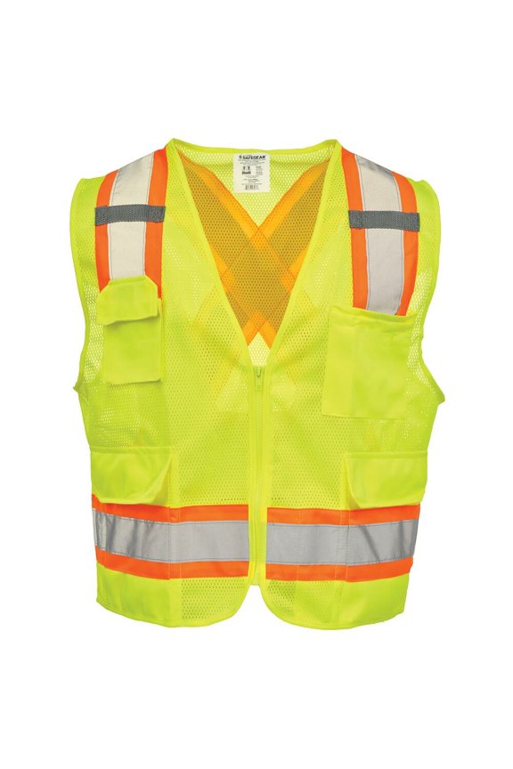 Hi-Vis Safety Vest X-Back, Two Toned Reflective, Class 2, 4XL/5XL, SAFEGEAR