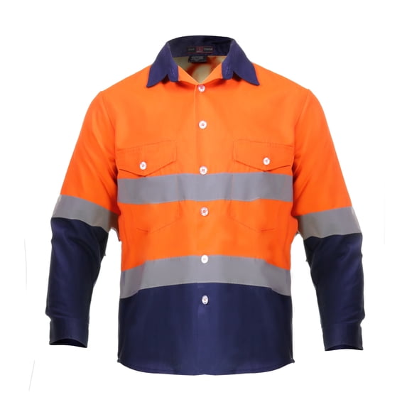 Hi Vis Safety Work Shirt - Cotton/Nylon Blend - 6 oz twill - High Visibility