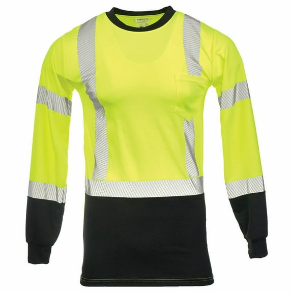 Hi-Vis Shirt, Long Sleeve, Front Pocket, Type R Class 3, Lime, LG, SAFEGEAR