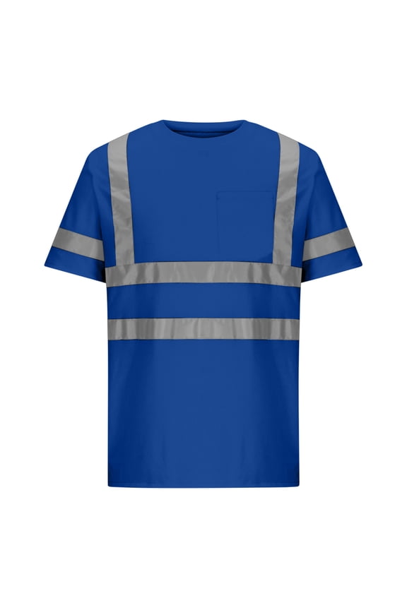Hi Vis Shirts for Men Class 3 High Visibility Shirt with Short Sleeves, Reflective Safety Shirts for Men, Construction Work Shirts with Reflective Strips, Durable &Breathable