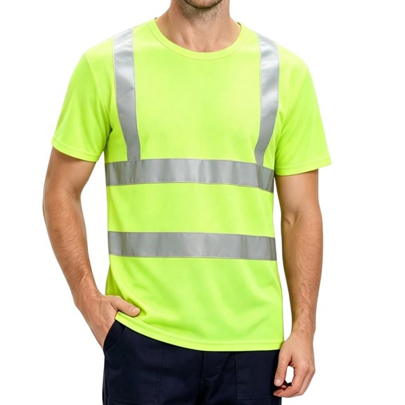 Hi Vis Shirts for Men Class 2 High Visibility Safety Hi Vis Work Shirts with 2-Inch Reflective Strips for Enhanced 360° Visibility