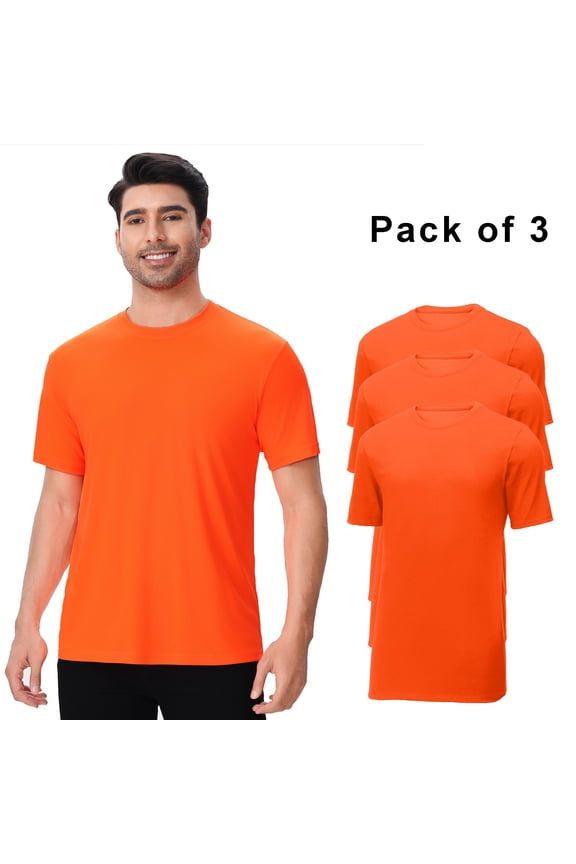 Hi-Vis Short Sleeve Safety Tee, High Visibility Pure Dry Fit Poly Shirts for Men | High-Performance Work Wear in Neon Orange, 100% Polyester - Size S