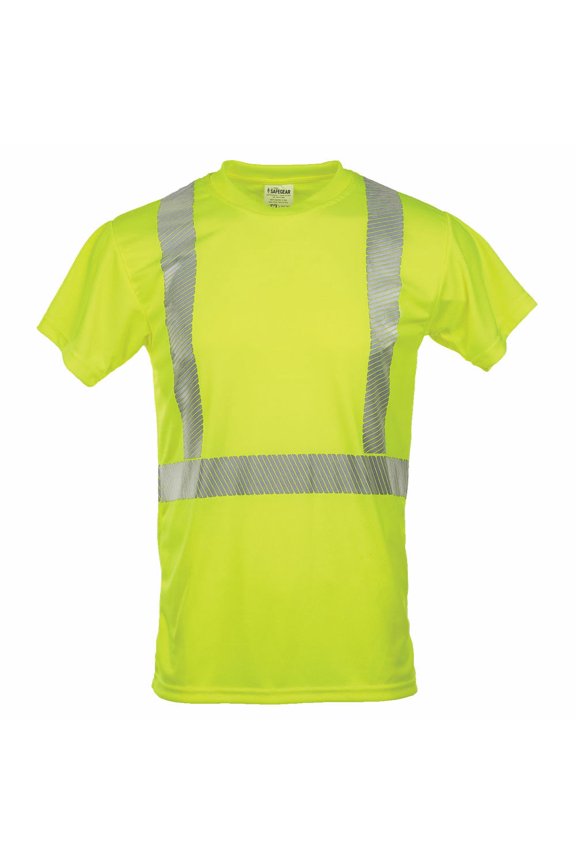 Hi-Vis Short Sleeve T-Shirt, ANSI Class 2, Lime, Small, SAFEGEAR