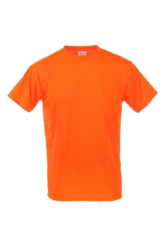 Hi-Vis Short Sleeve T-Shirt, Moisture Wicking, Orange, 5X-Large, SAFEGEAR