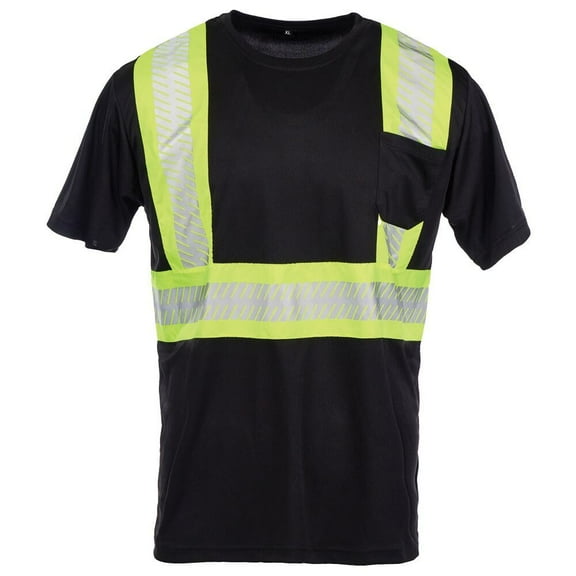 Hi Vis Short Sleeve T-Shirt with Pocket, Class 1, Black, 3XL, SAFEGEAR