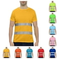 thumbnail image 1 of Hi Vis T Shirt Men Reflective Safety Lime Orange Short Sleeve Breathable HIGH Visibility Birdeyes T-Shirts Yellow XL, 1 of 5