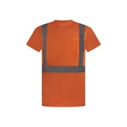 Hi Vis T-Shirt - Safety Shirt, ASNI Class 3 Reflective Safety Short Sleeve T-Shirt-6680-Org-3XL